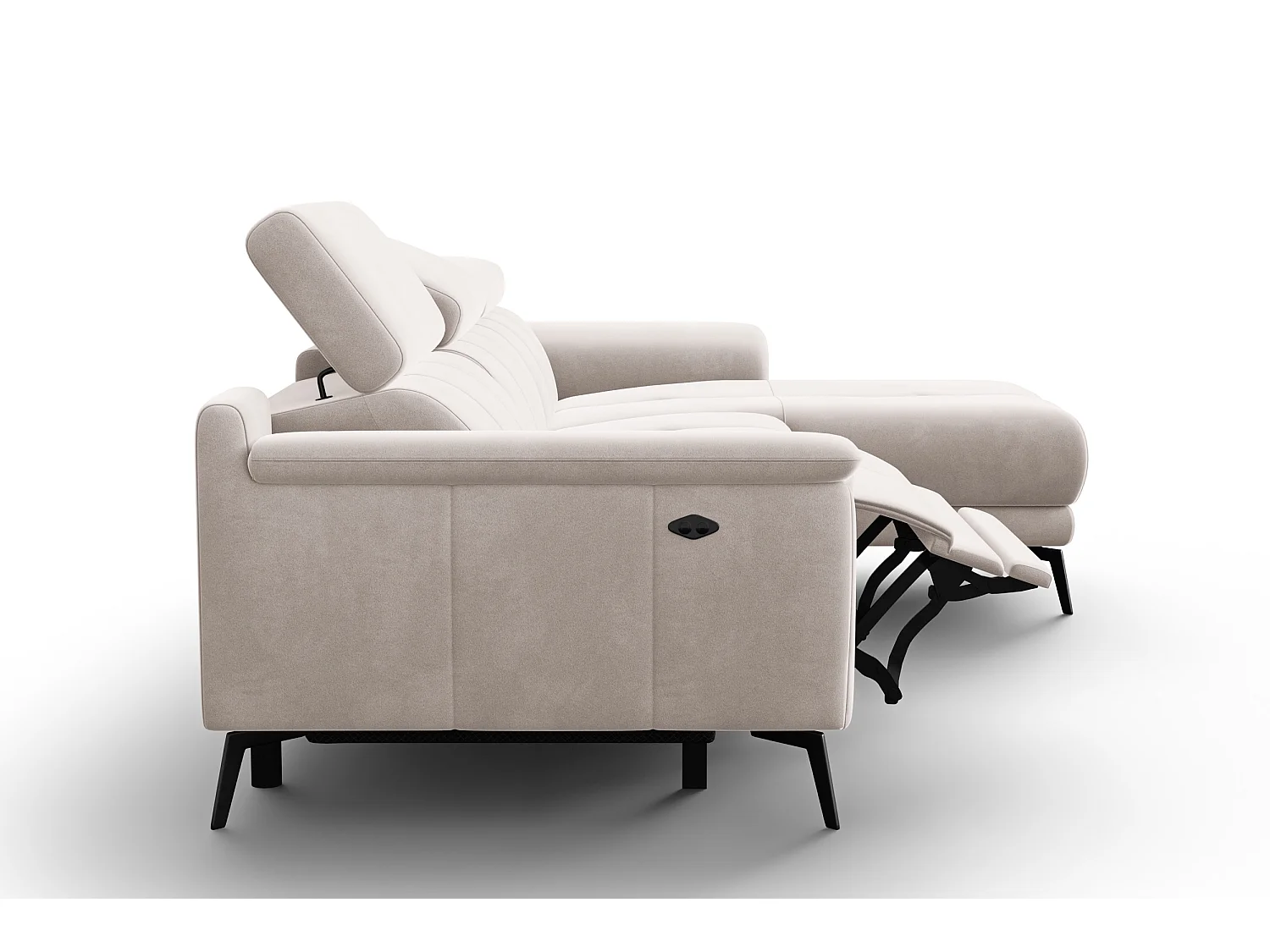 CANAPÉ D'ANGLE RELAX FIERO 4 places droit, tissu velours beige