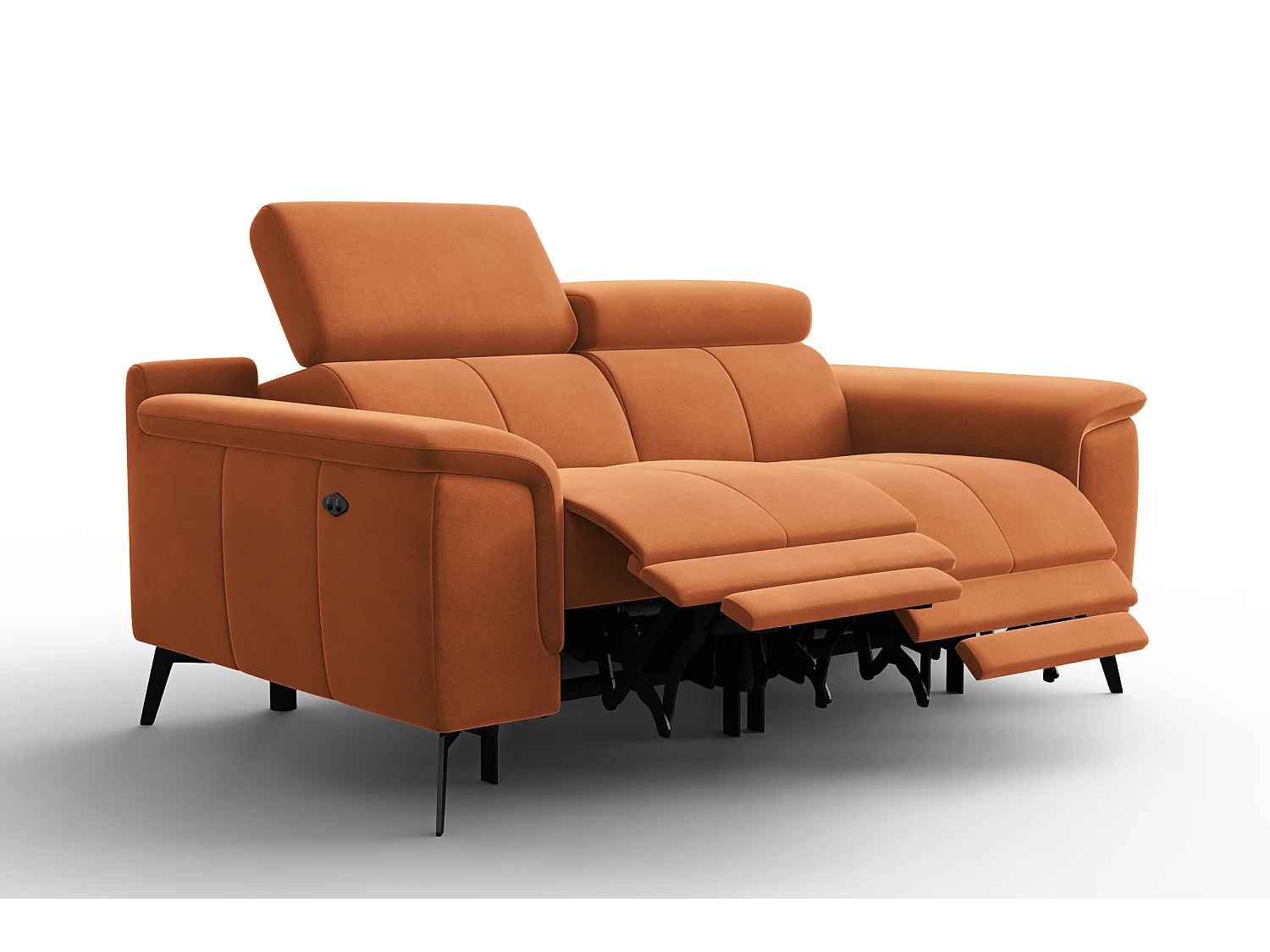 Sofa Relax 2-Sitzer FIERO, Oranger Veloursstoff