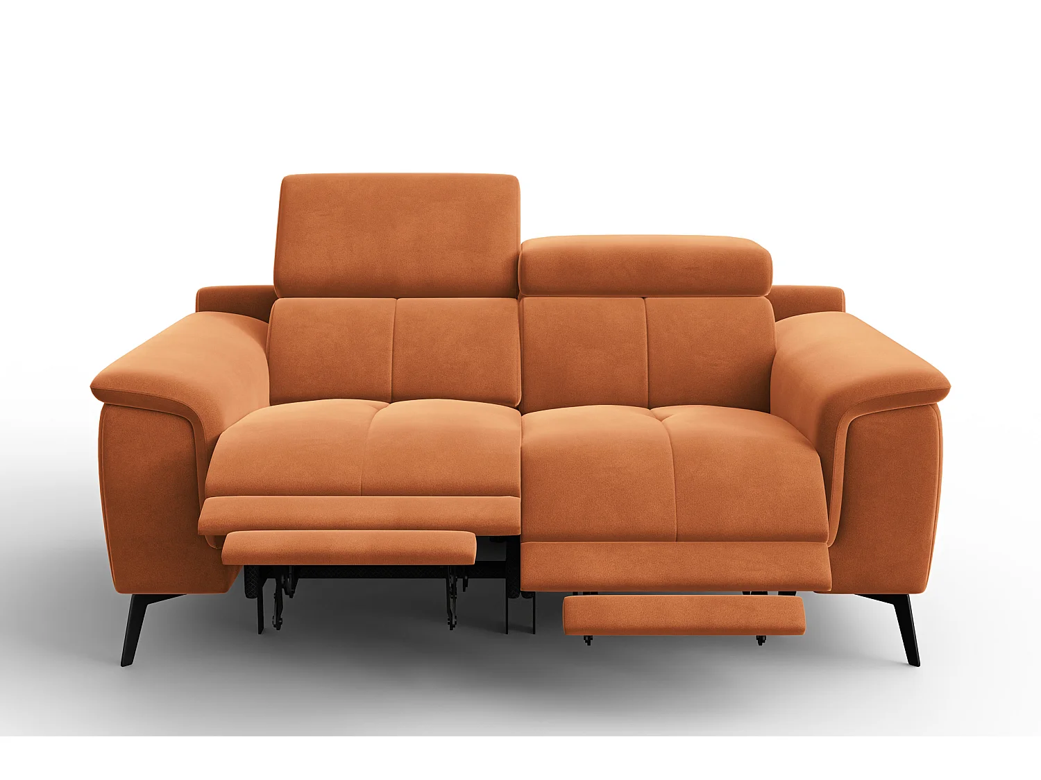 Sofa Relax 2-Sitzer FIERO, Oranger Veloursstoff