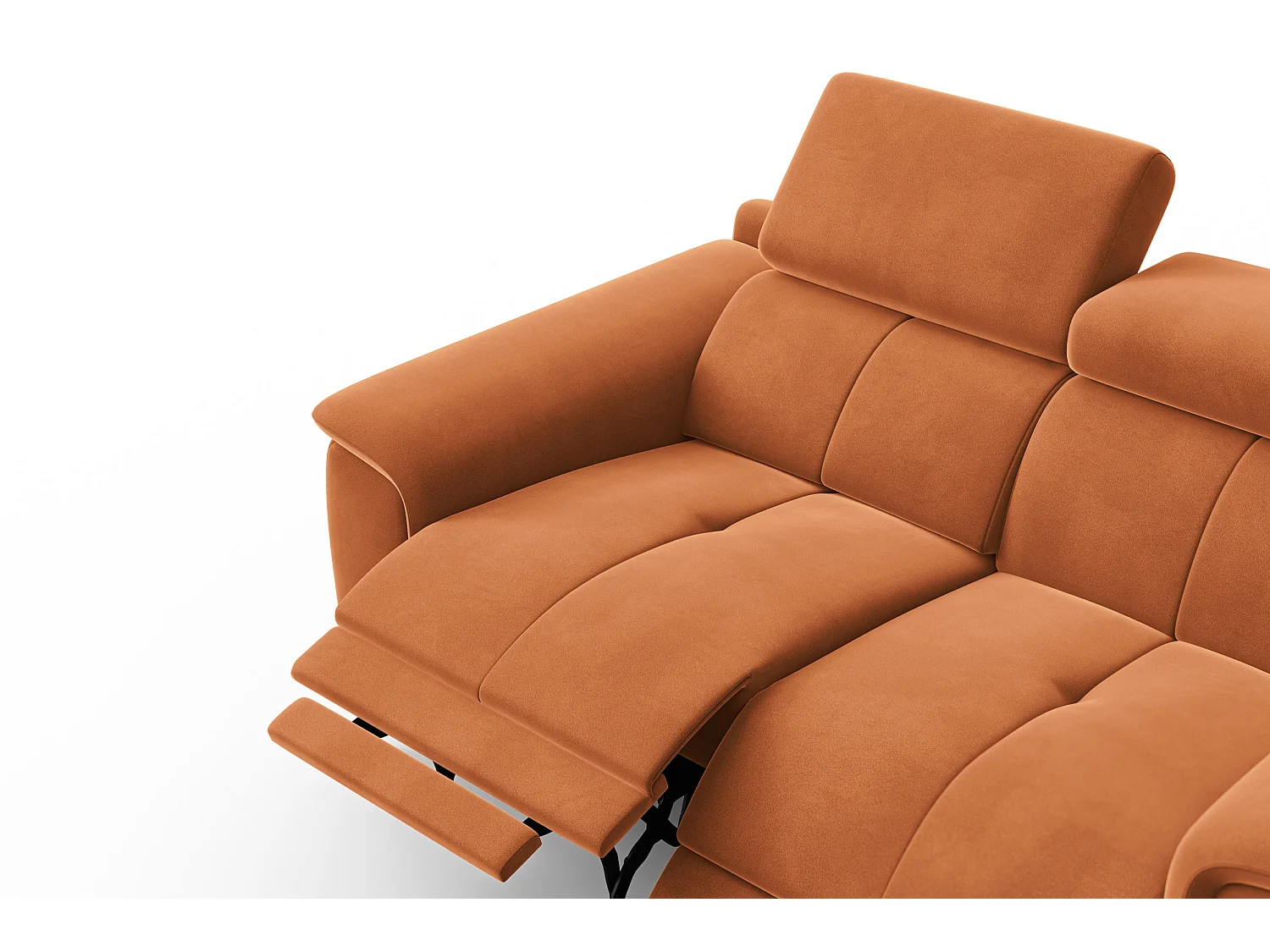 Sofa Relax 2-Sitzer FIERO, Oranger Veloursstoff