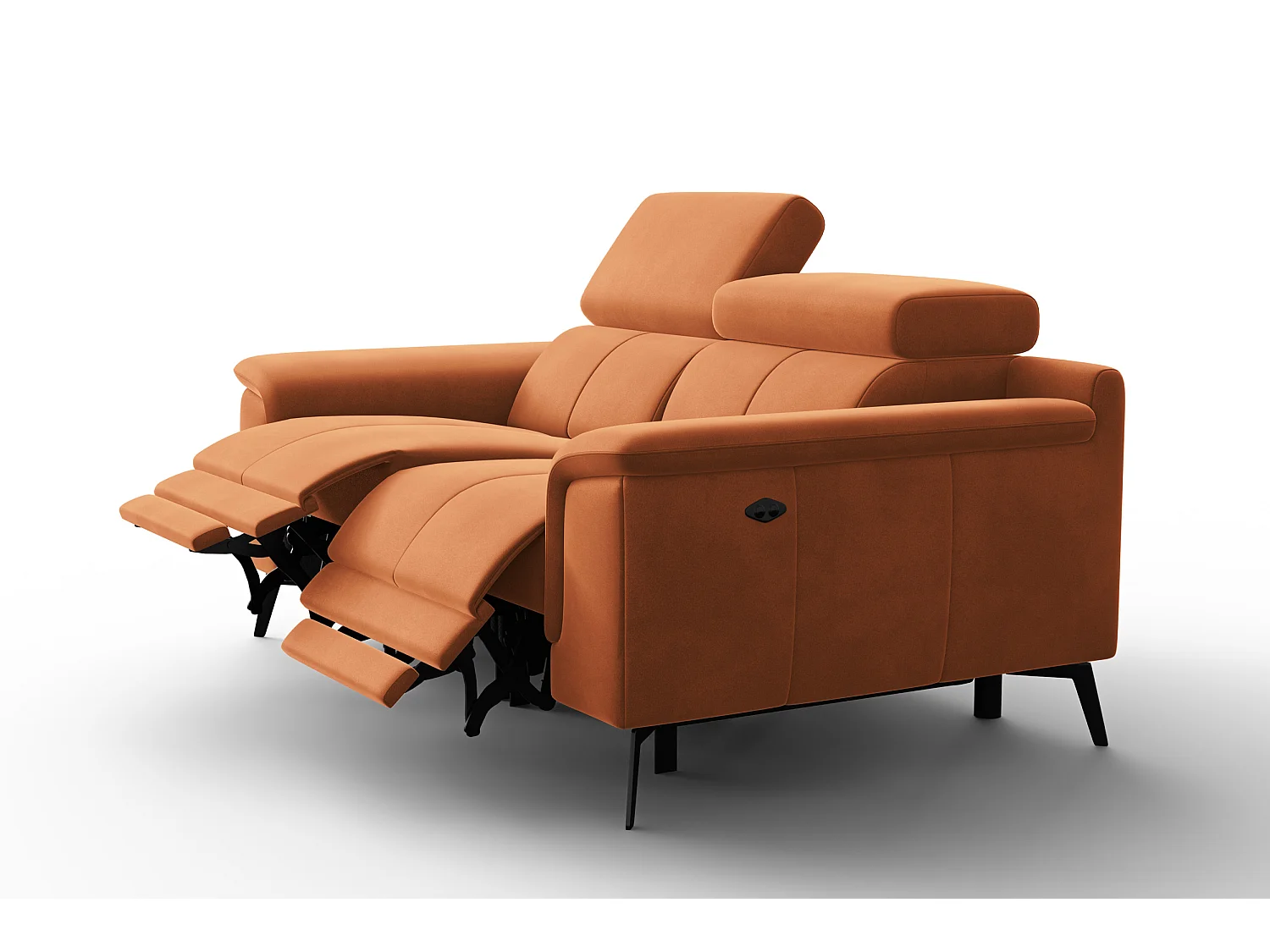 Sofa Relax 2-Sitzer FIERO, Oranger Veloursstoff