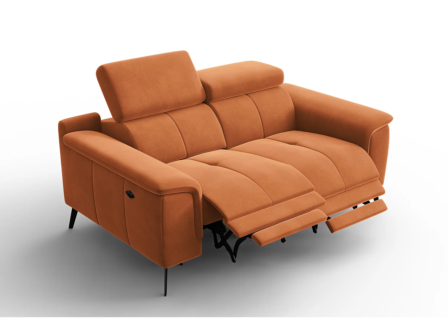 Sofa Relax 2-Sitzer FIERO, Oranger Veloursstoff