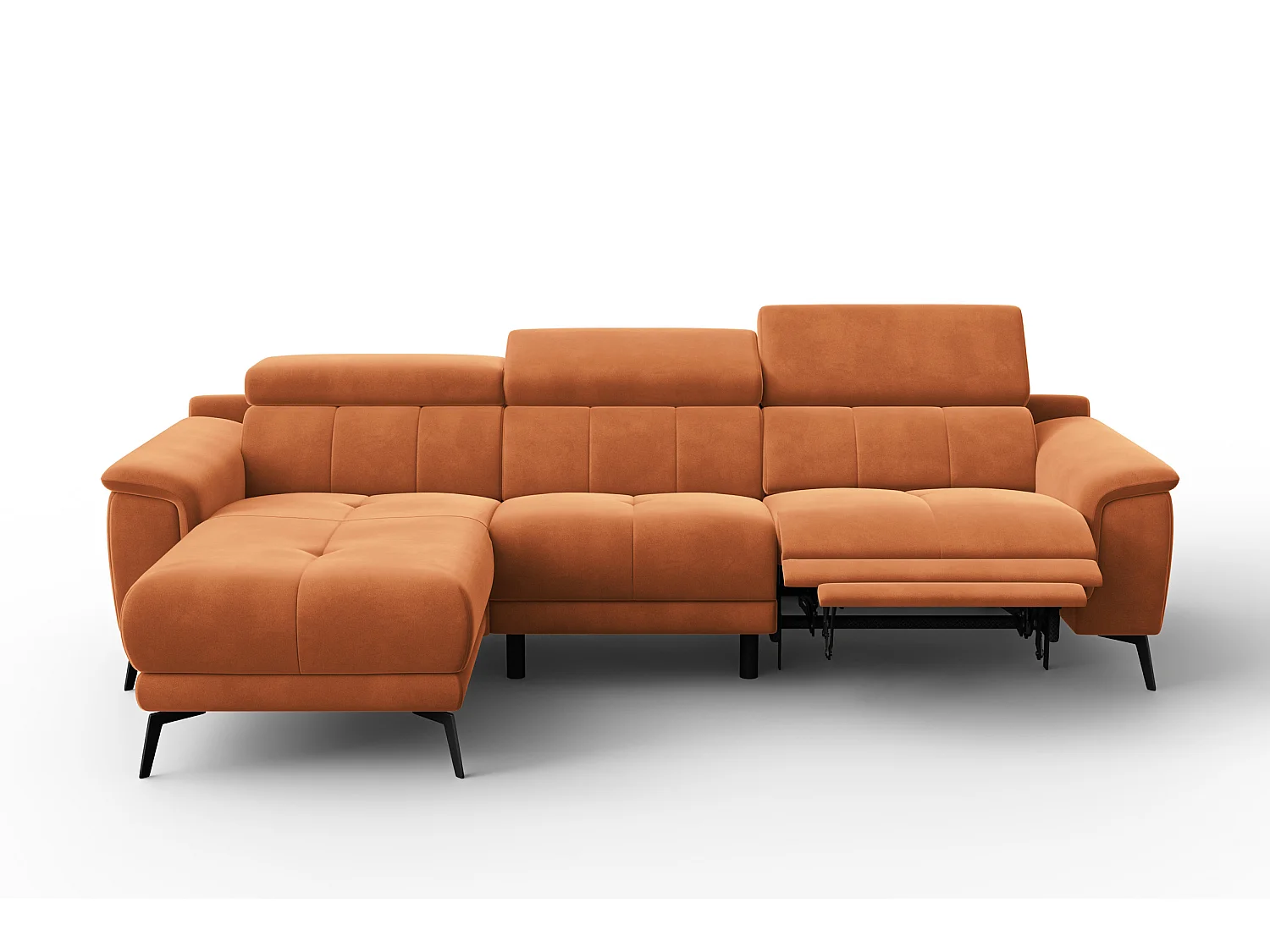 CANAPÉ D'ANGLE RELAX FIERO 4 places gauche, tissu velours orange