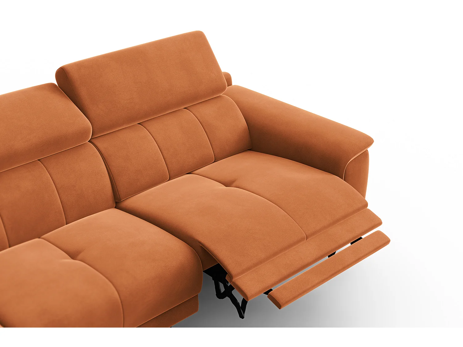 CANAPÉ D'ANGLE RELAX FIERO 4 places gauche, tissu velours orange