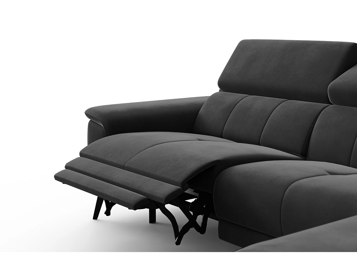 CANAPÉ D'ANGLE RELAX FIERO 4 places droit, tissu velours noir