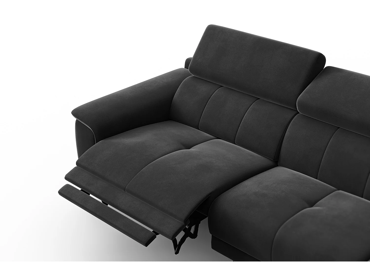 CANAPÉ D'ANGLE RELAX FIERO 4 places droit, tissu velours noir