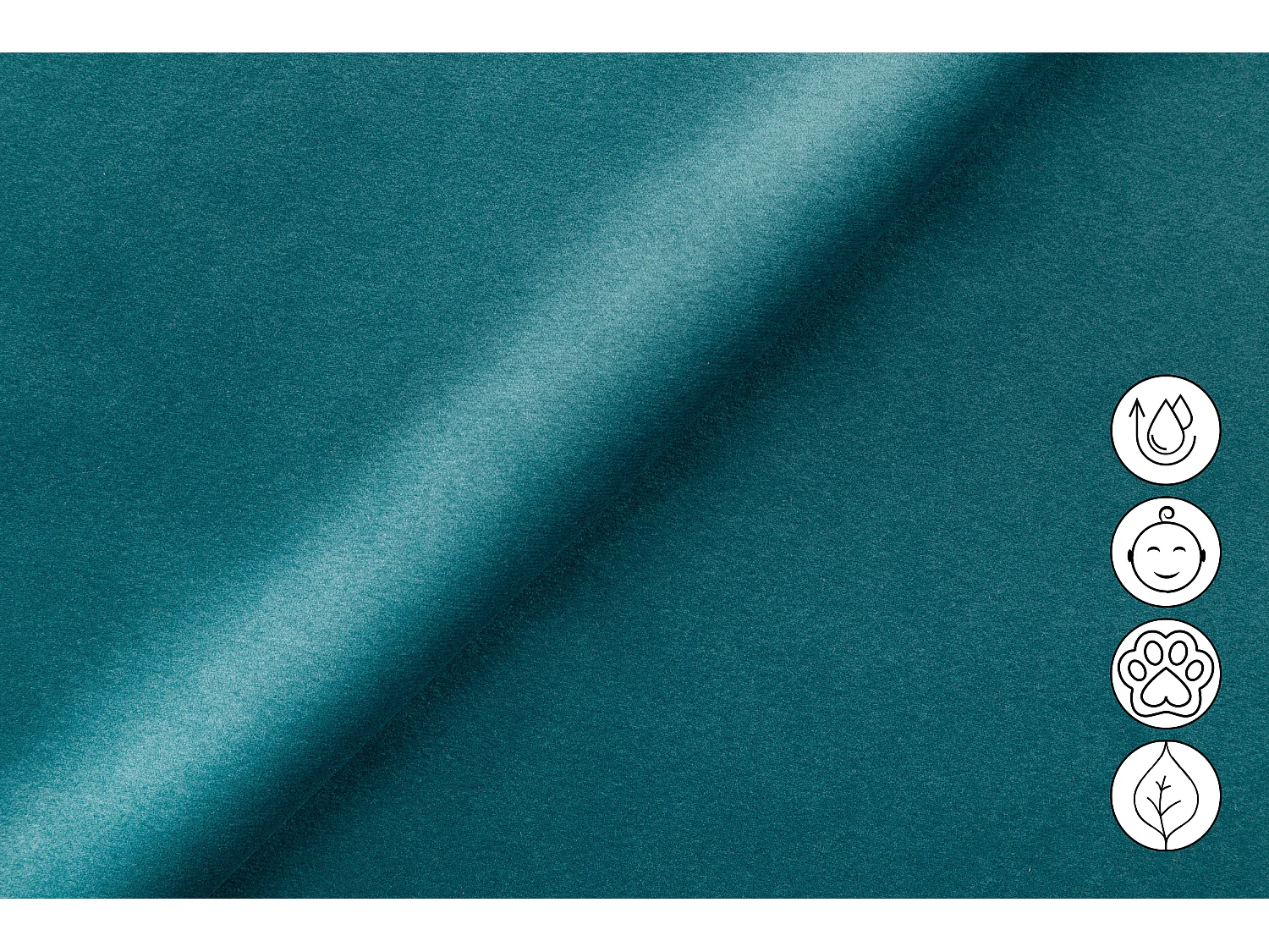 CANAPÉ D'ANGLE RELAX FIERO 4 places droit, tissu velours turquoise