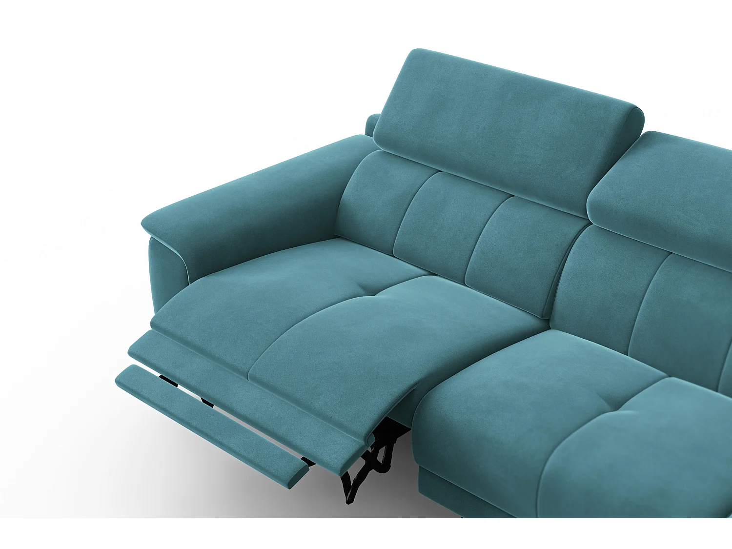 CANAPÉ D'ANGLE RELAX FIERO 4 places droit, tissu velours turquoise