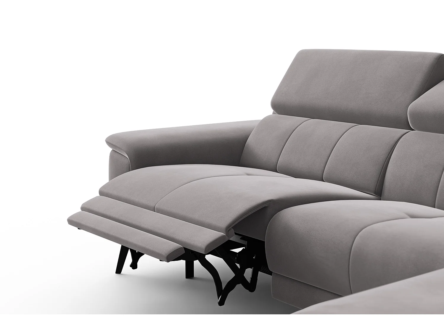 CANAPÉ D'ANGLE RELAX FIERO 4 places droit, tissu velours gris foncé