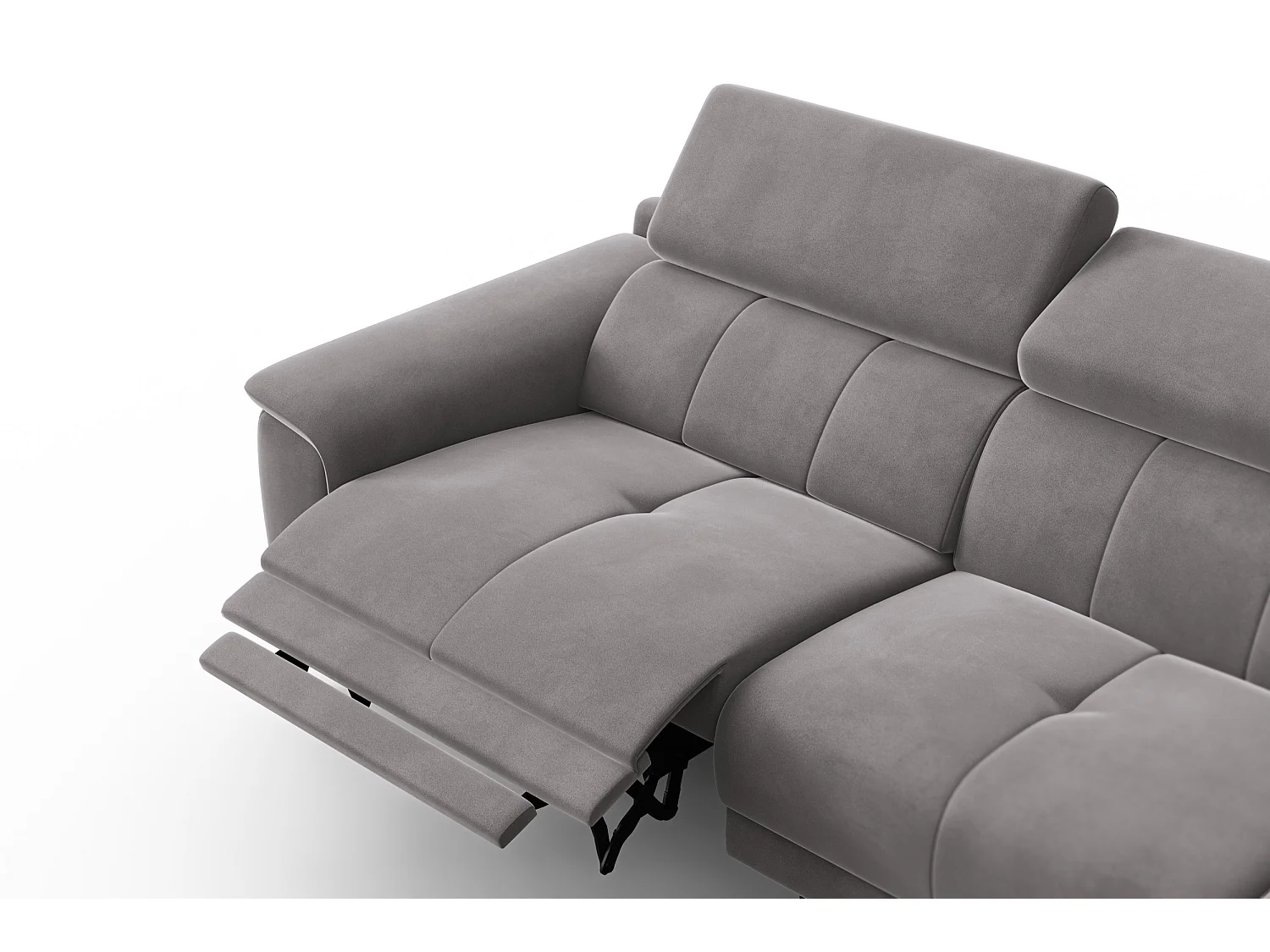 CANAPÉ D'ANGLE RELAX FIERO 4 places droit, tissu velours gris foncé
