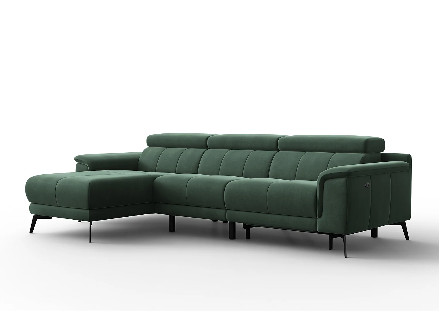 CANAPÉ D'ANGLE RELAX FIERO 4 places gauche, tissu velours vert