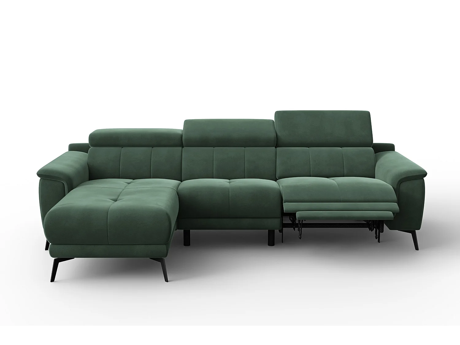 CANAPÉ D'ANGLE RELAX FIERO 4 places gauche, tissu velours vert
