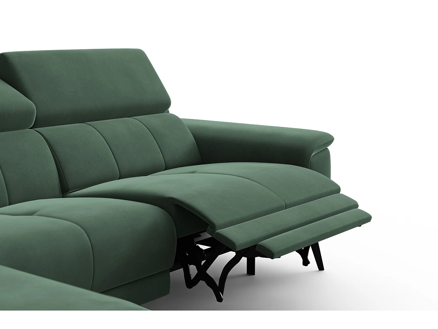 CANAPÉ D'ANGLE RELAX FIERO 4 places gauche, tissu velours vert