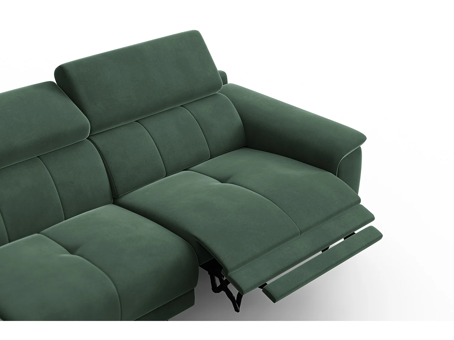 CANAPÉ D'ANGLE RELAX FIERO 4 places gauche, tissu velours vert