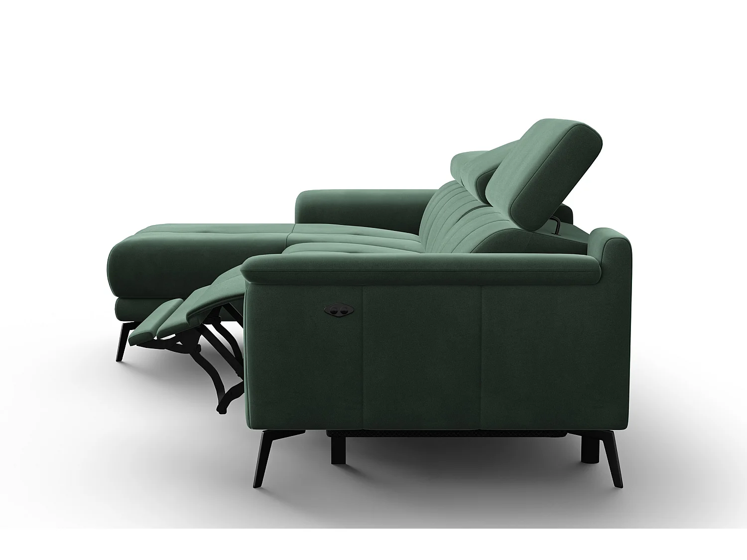 CANAPÉ D'ANGLE RELAX FIERO 4 places gauche, tissu velours vert