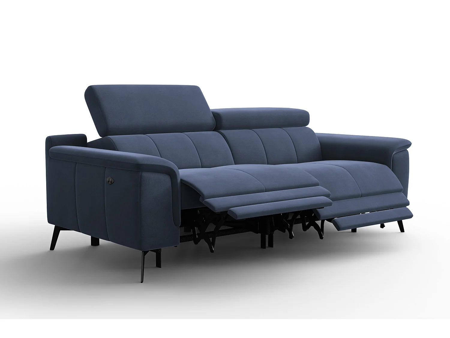 Sofa Relax 3-Sitzer FIERO, Marineblauer Veloursstoff
