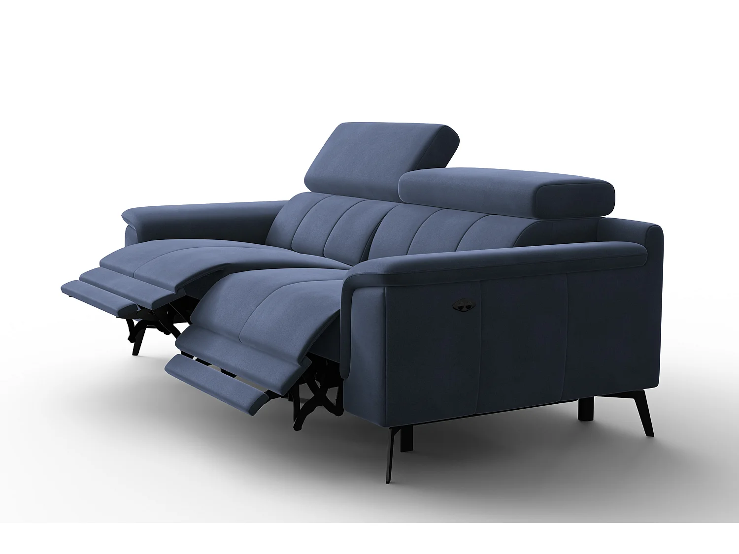 Sofa Relax 3-Sitzer FIERO, Marineblauer Veloursstoff