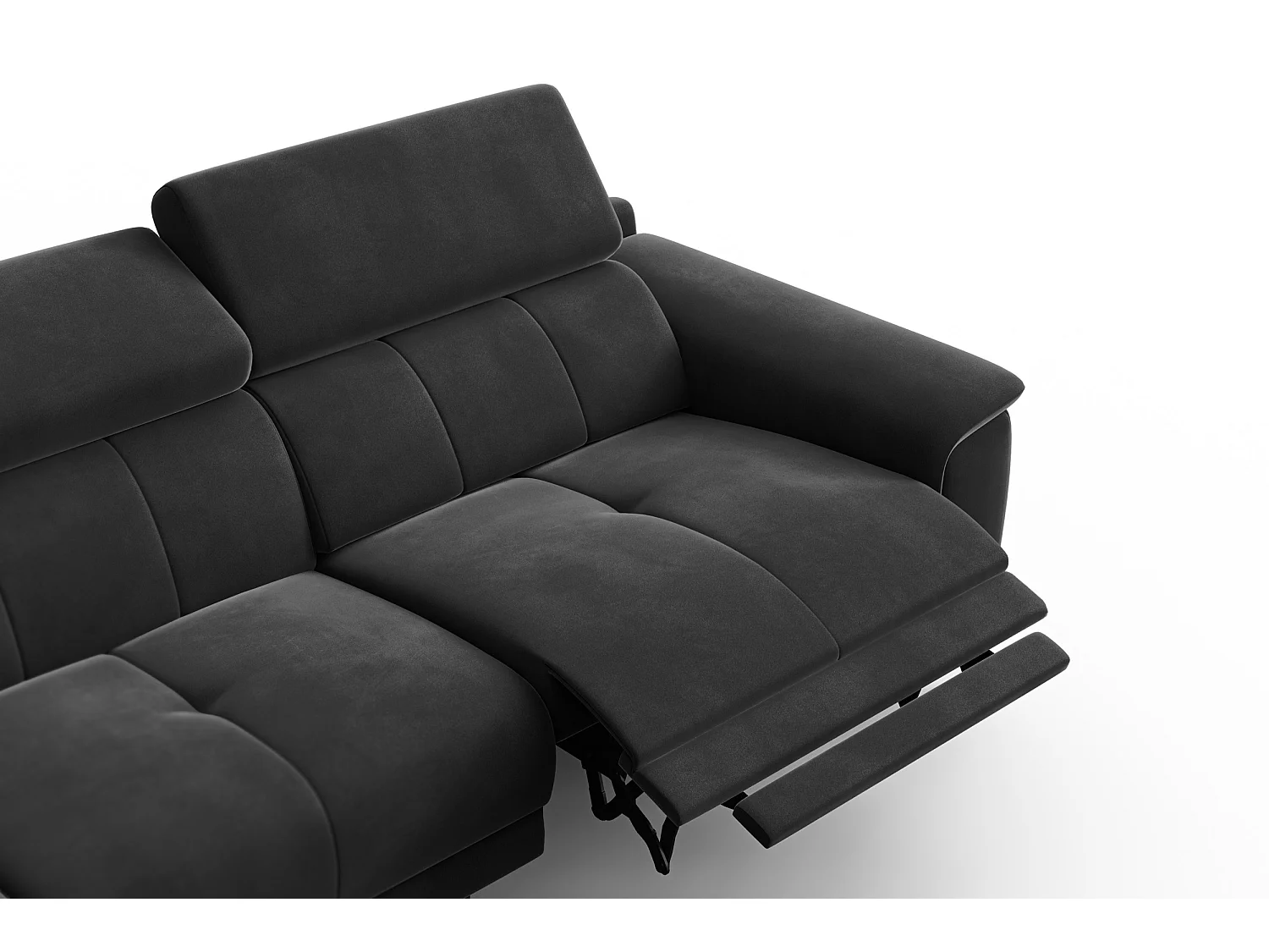 CANAPÉ D'ANGLE RELAX FIERO 4 places gauche, tissu velours noir