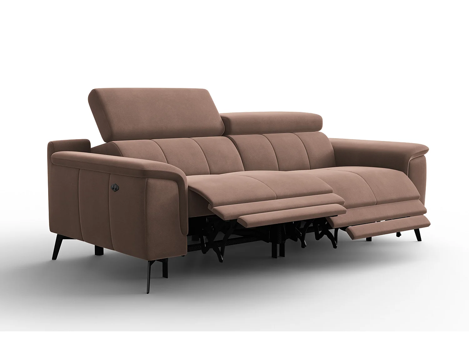Sofa Relax 3-Sitzer FIERO, Brauner Veloursstoff