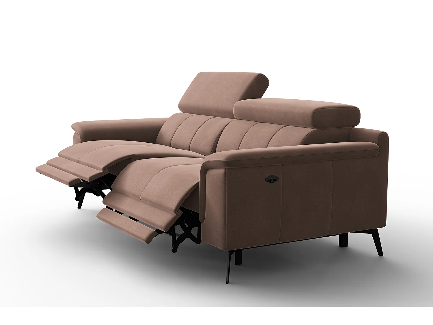 Sofa Relax 3-Sitzer FIERO, Brauner Veloursstoff
