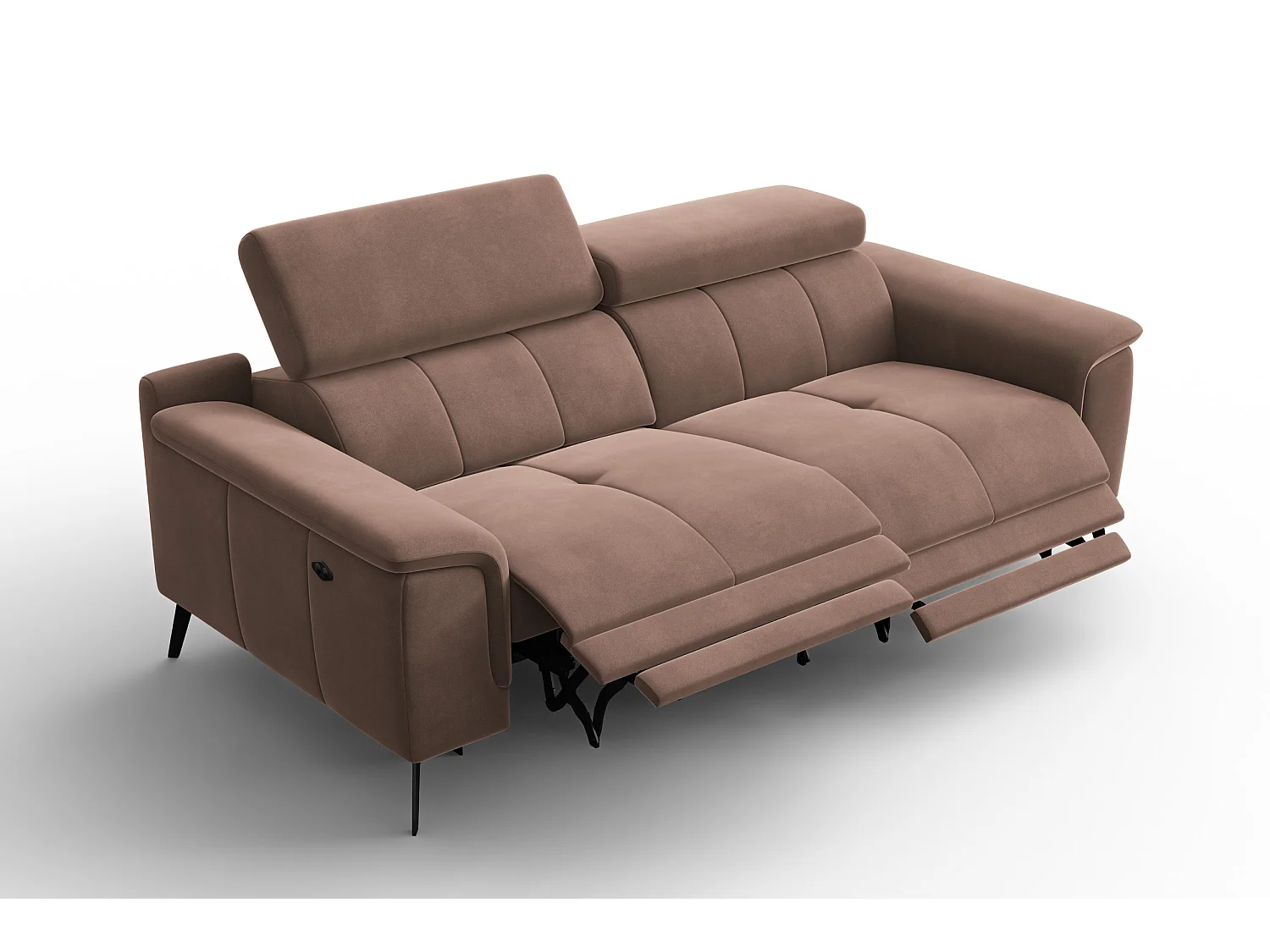 Sofa Relax 3-Sitzer FIERO, Brauner Veloursstoff