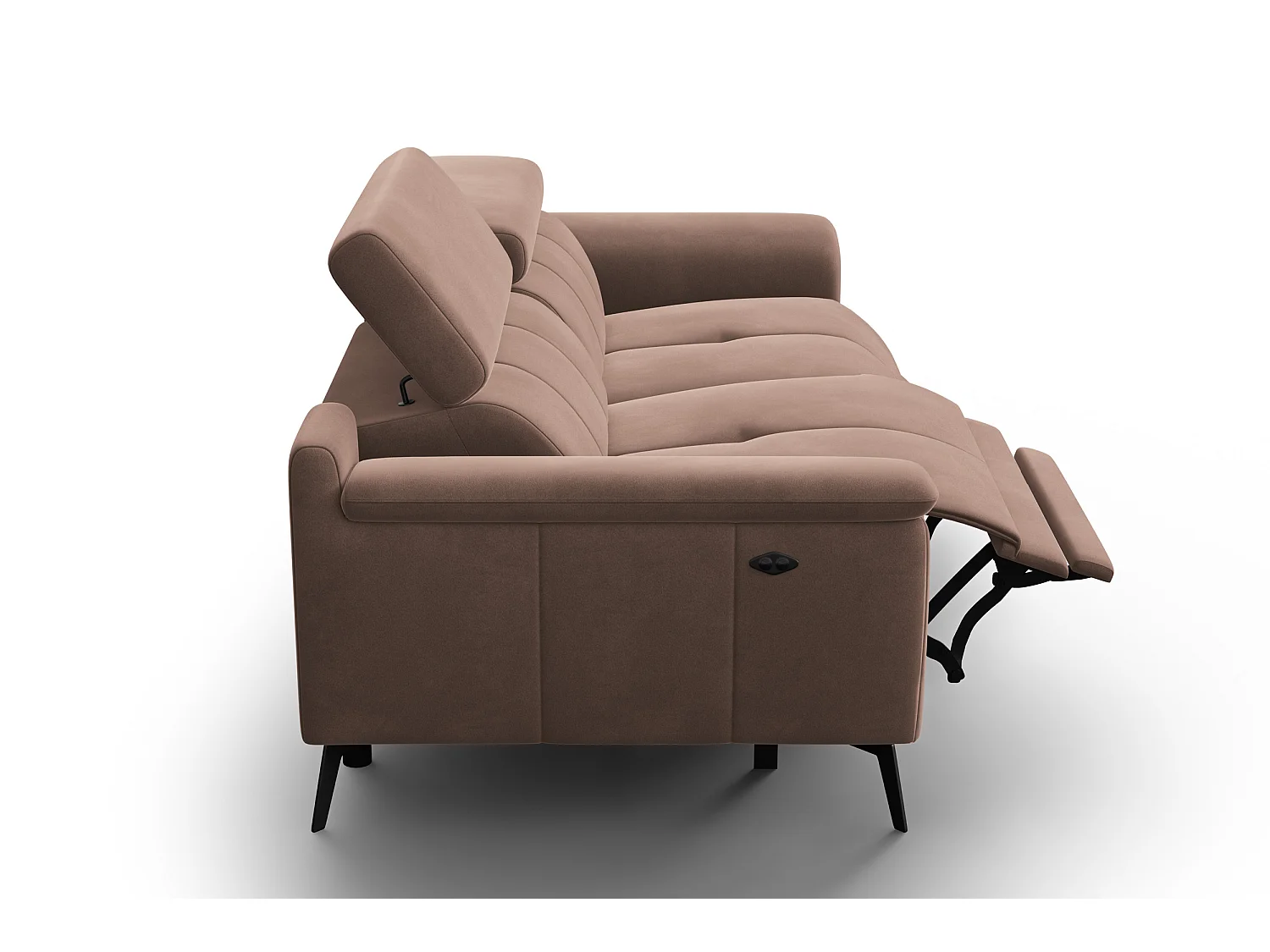 Sofa Relax 3-Sitzer FIERO, Brauner Veloursstoff