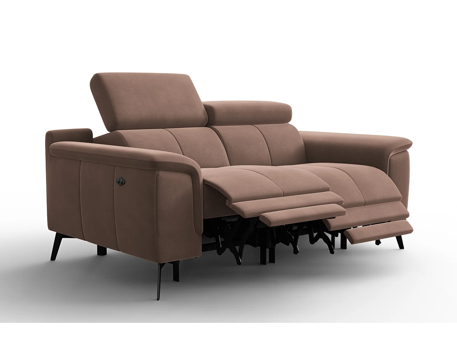 Sofa Relax 2-Sitzer FIERO, Brauner Veloursstoff