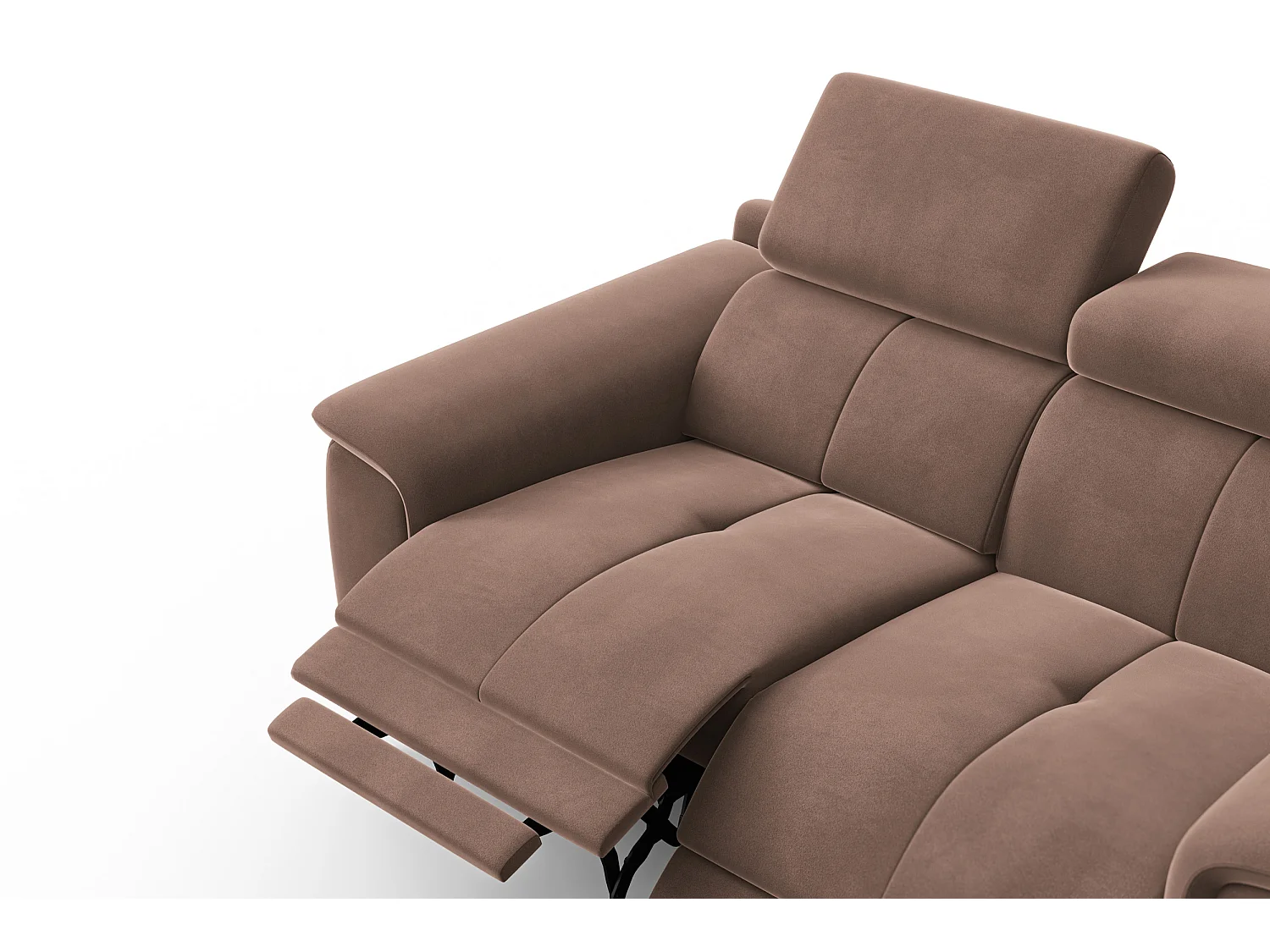 Sofa Relax 2-Sitzer FIERO, Brauner Veloursstoff