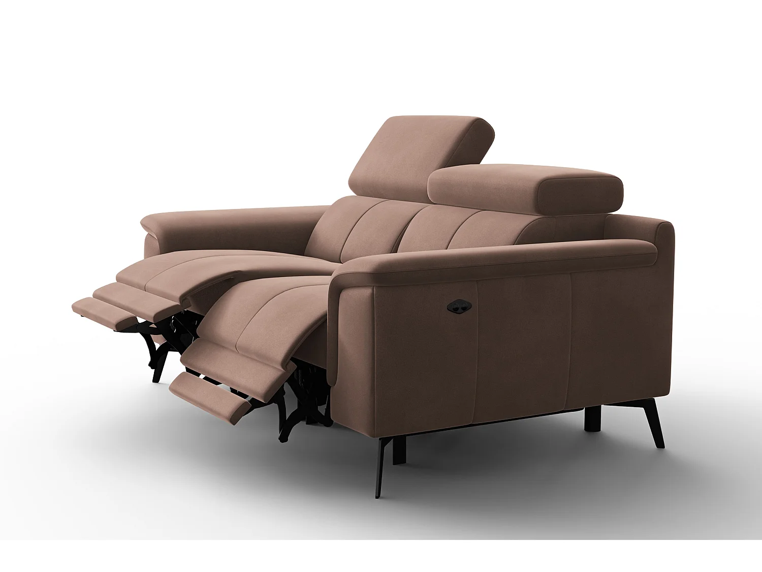 Sofa Relax 2-Sitzer FIERO, Brauner Veloursstoff
