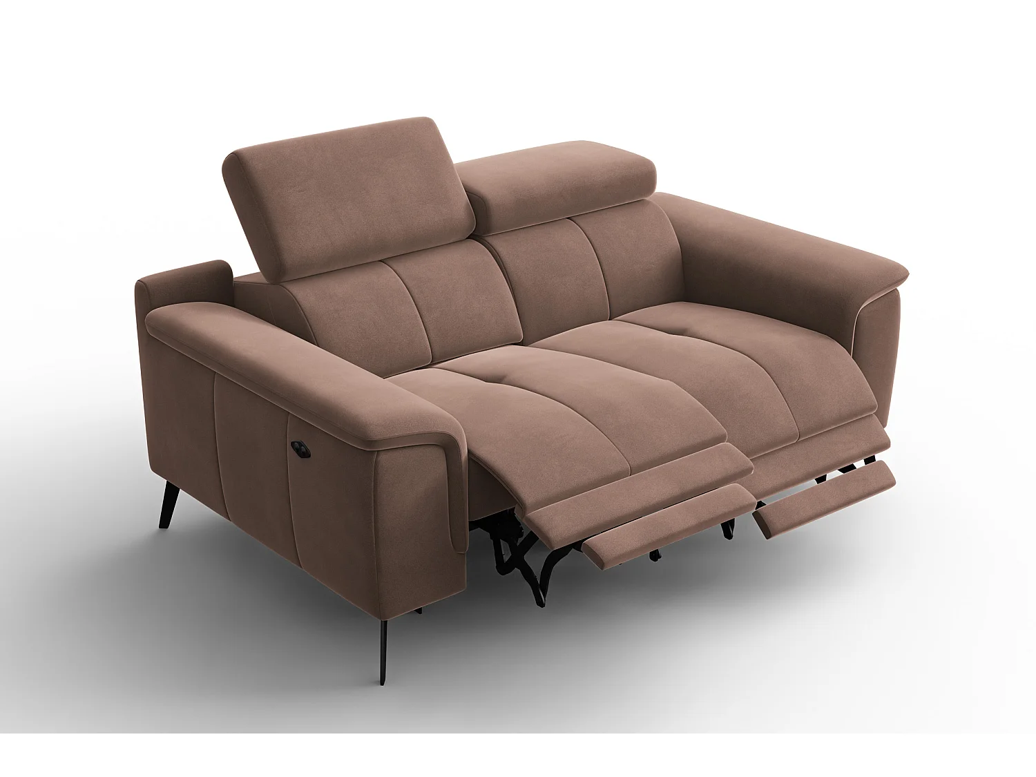 Sofa Relax 2-Sitzer FIERO, Brauner Veloursstoff
