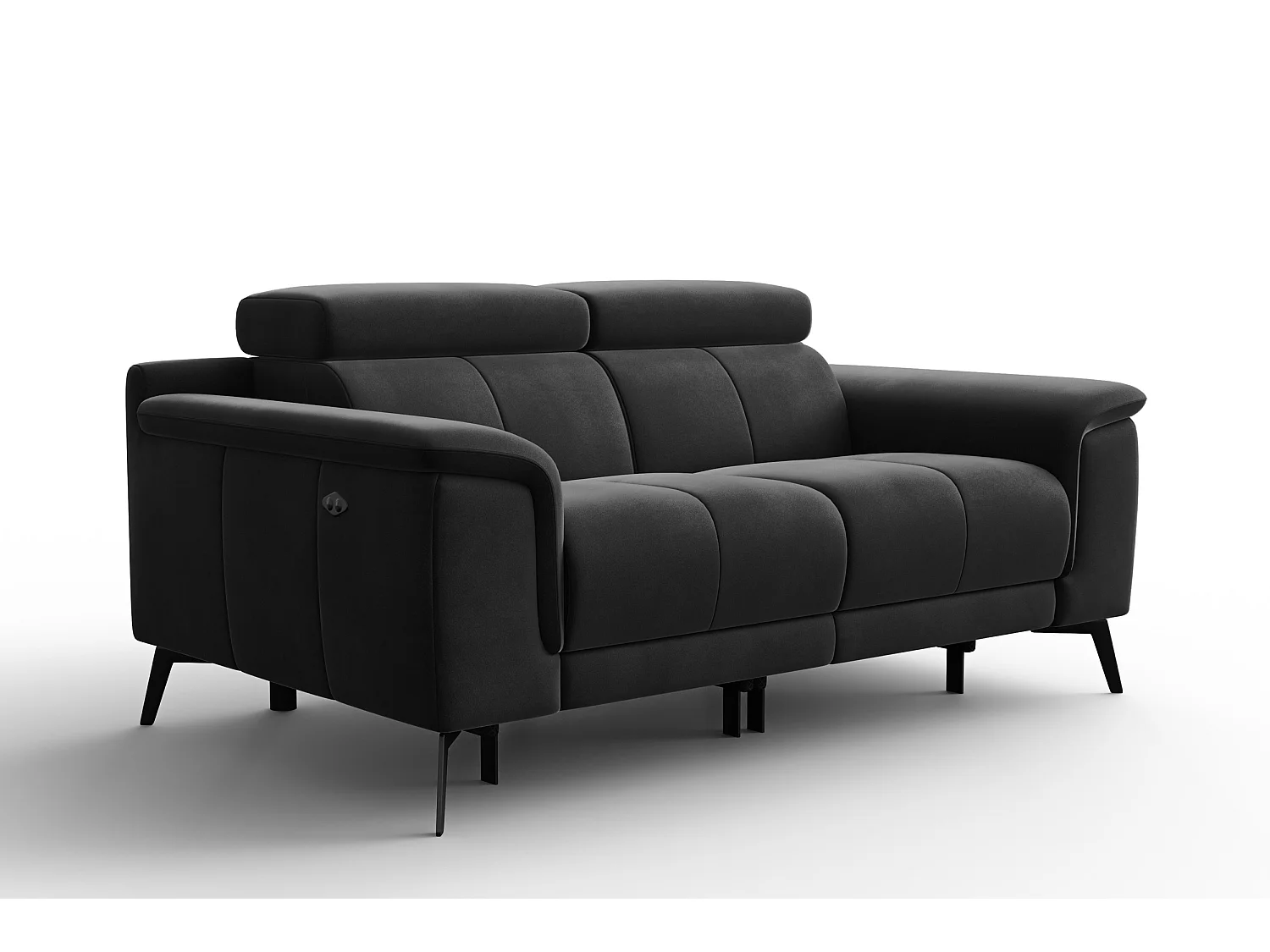 Sofa Relax 2-Sitzer FIERO, Schwarzer Veloursstoff