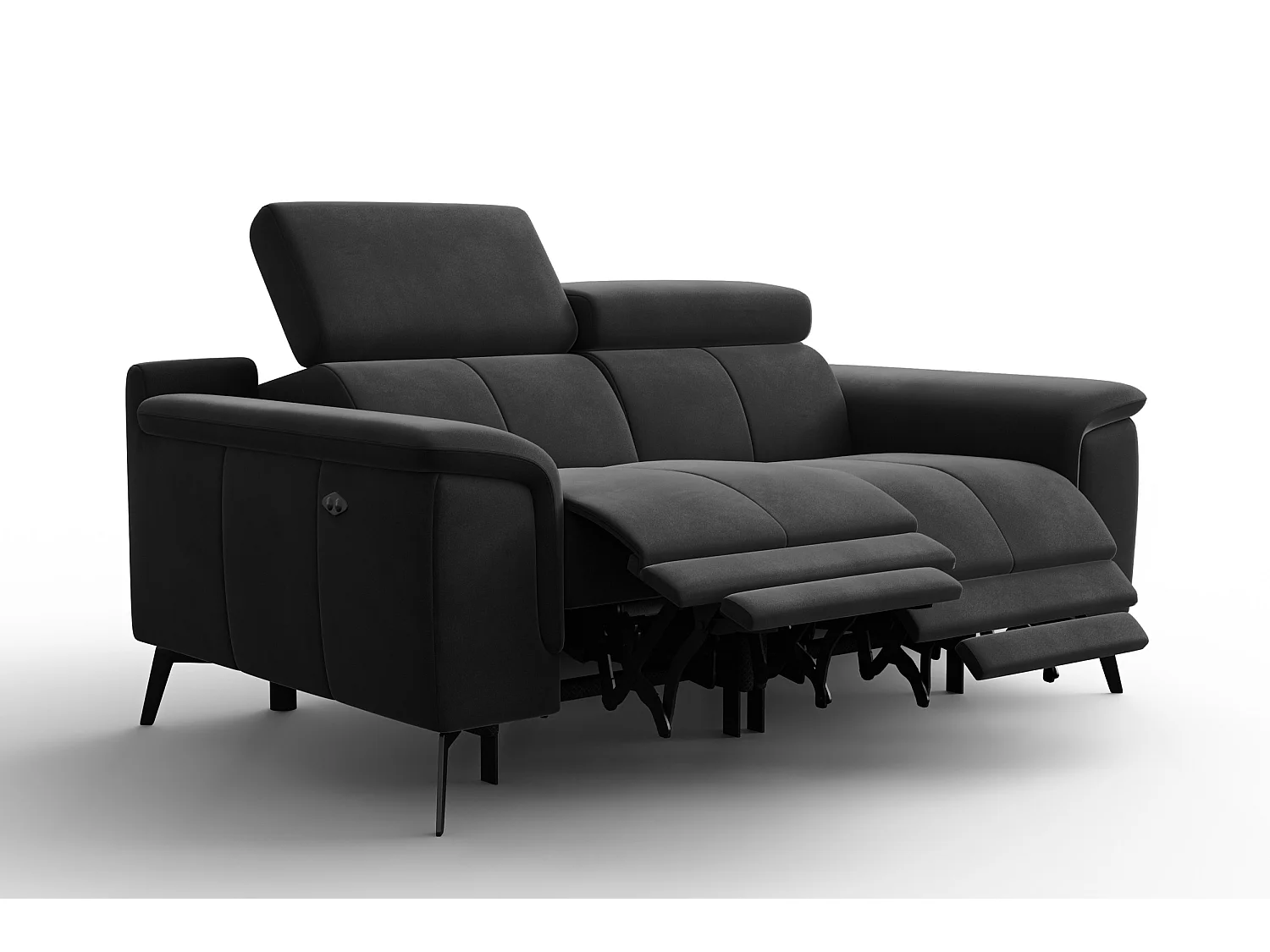 Sofa Relax 2-Sitzer FIERO, Schwarzer Veloursstoff