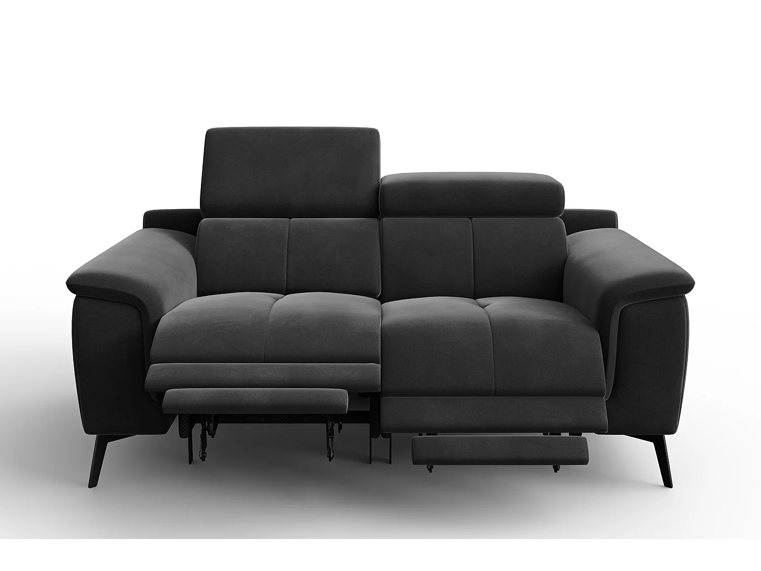 Sofa Relax 2-Sitzer FIERO, Schwarzer Veloursstoff