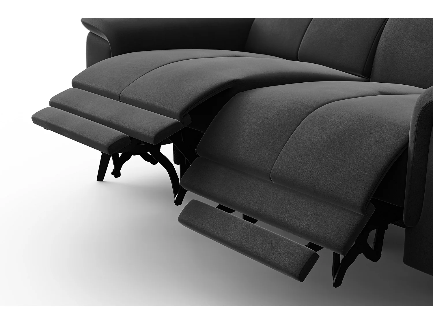 Sofa Relax 2-Sitzer FIERO, Schwarzer Veloursstoff