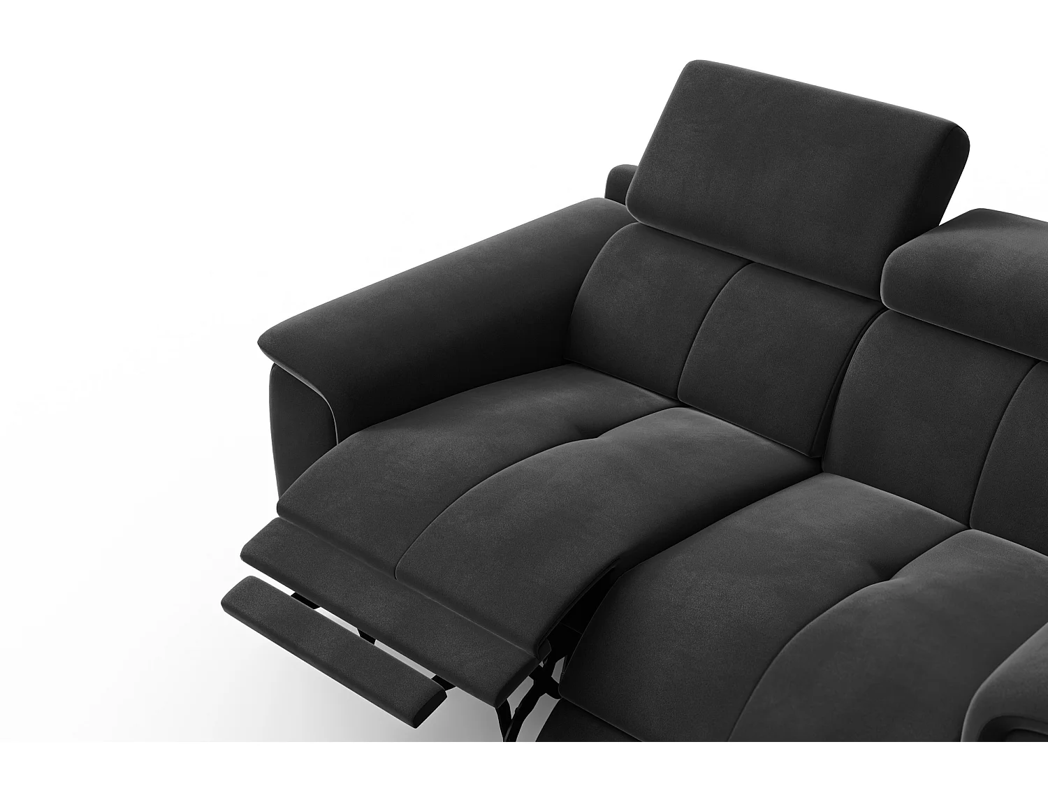 Sofa Relax 2-Sitzer FIERO, Schwarzer Veloursstoff
