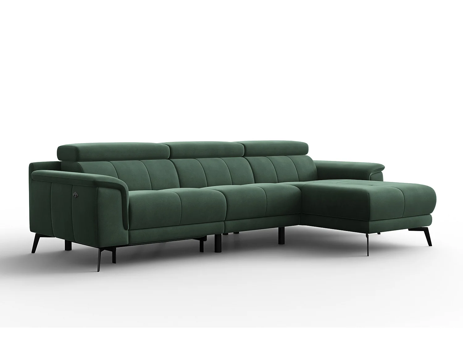 CANAPÉ D'ANGLE RELAX FIERO 4 places droit, tissu velours vert