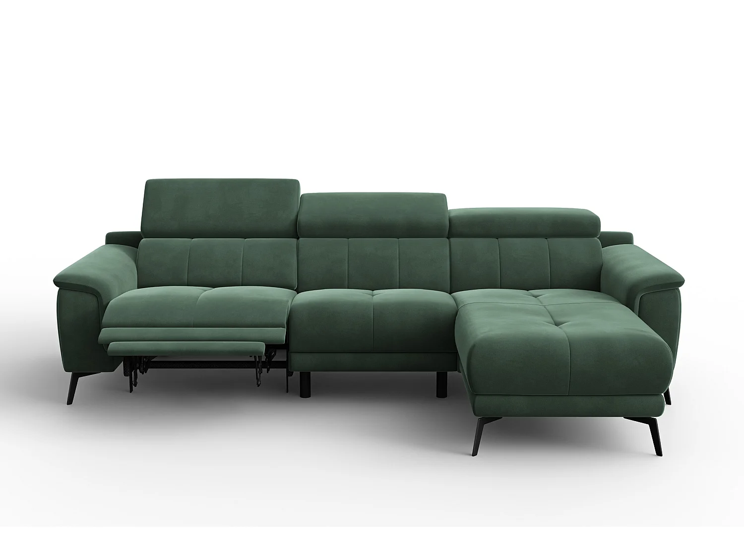 CANAPÉ D'ANGLE RELAX FIERO 4 places droit, tissu velours vert
