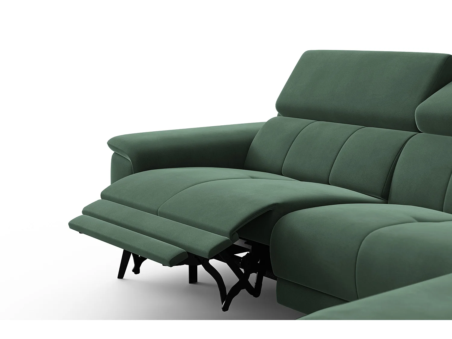 CANAPÉ D'ANGLE RELAX FIERO 4 places droit, tissu velours vert