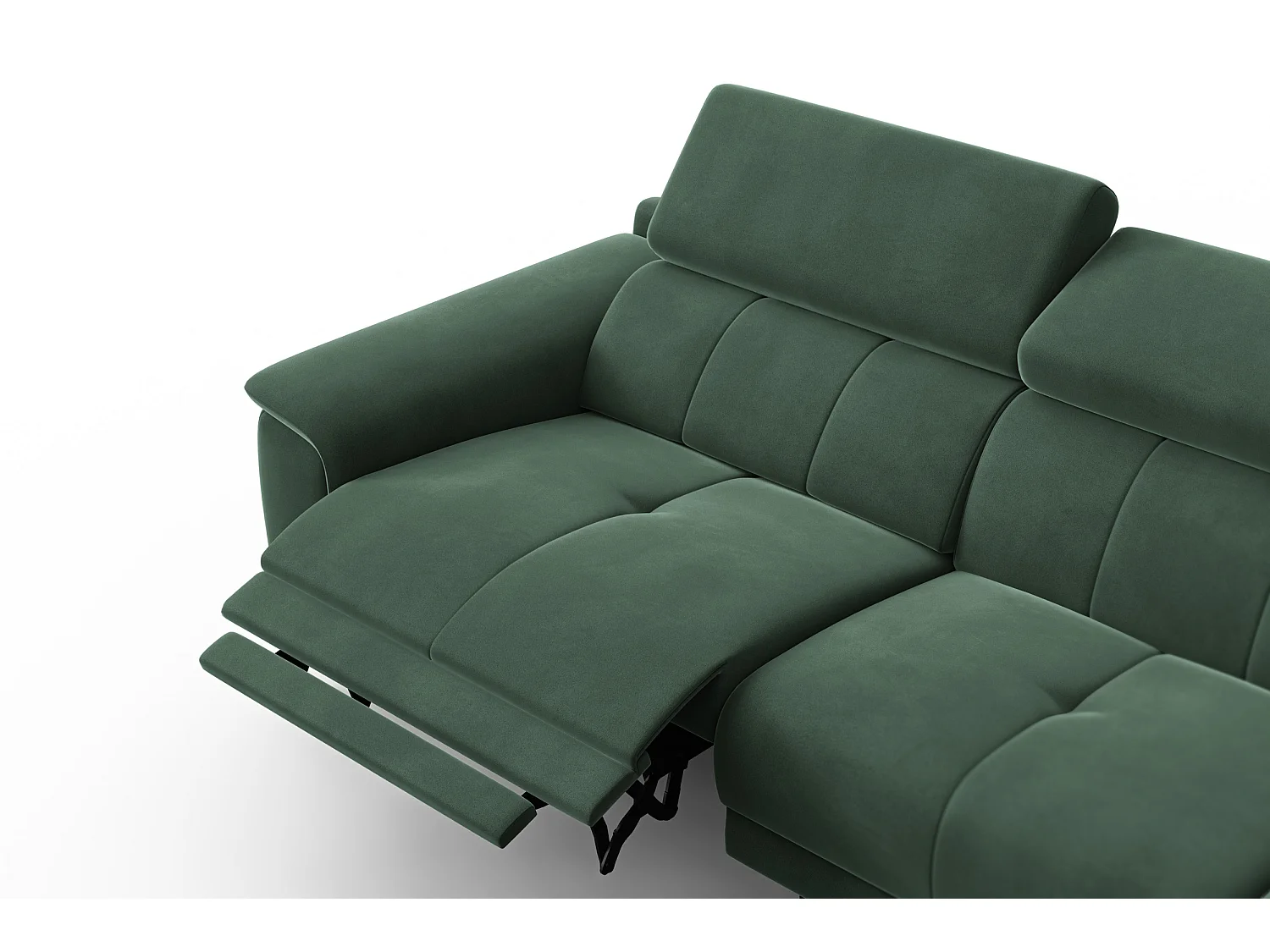 CANAPÉ D'ANGLE RELAX FIERO 4 places droit, tissu velours vert