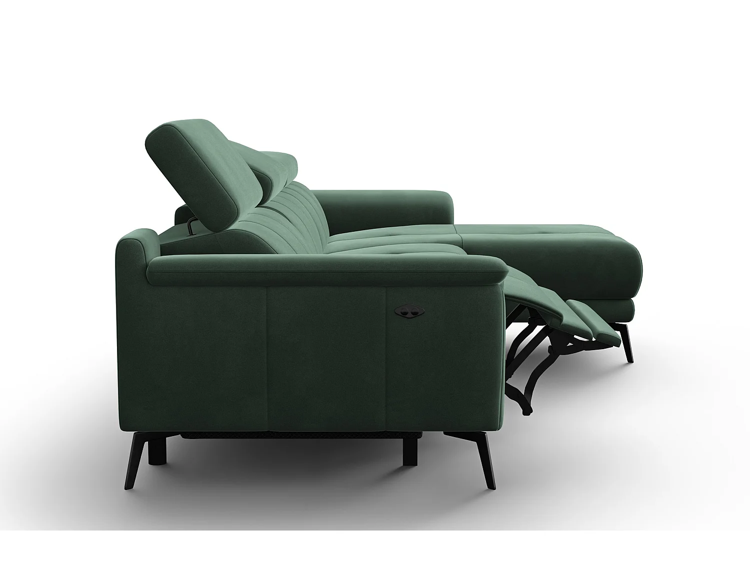 CANAPÉ D'ANGLE RELAX FIERO 4 places droit, tissu velours vert