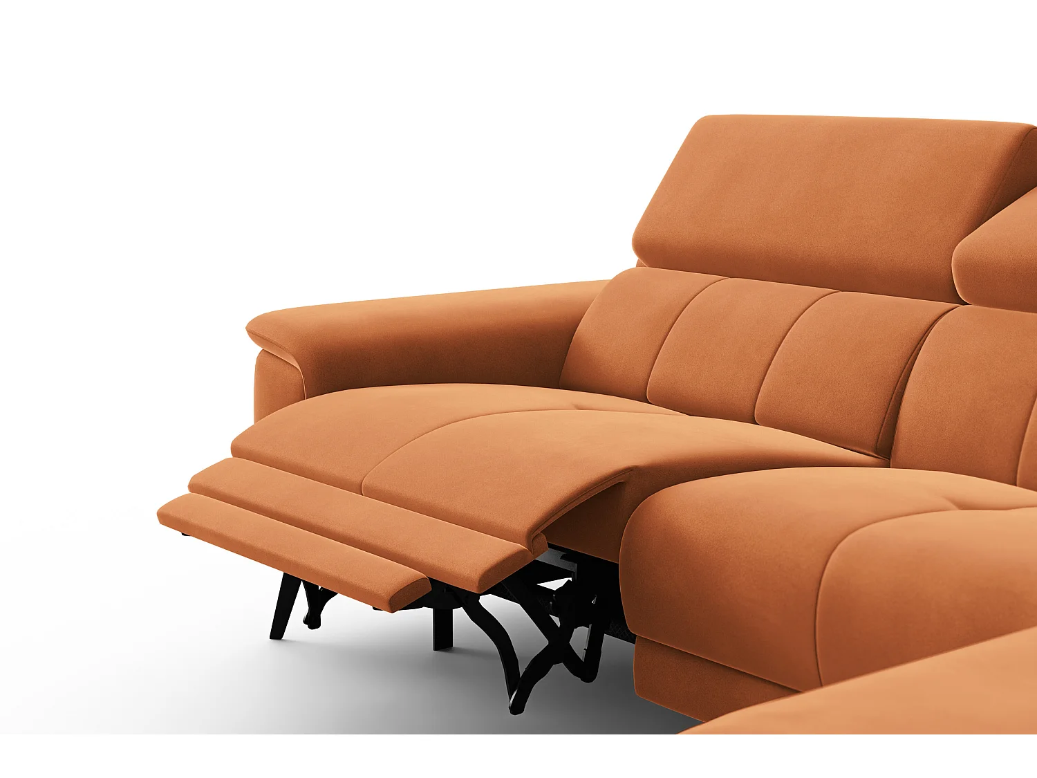 CANAPÉ D'ANGLE RELAX FIERO 4 places droit, tissu velours orange