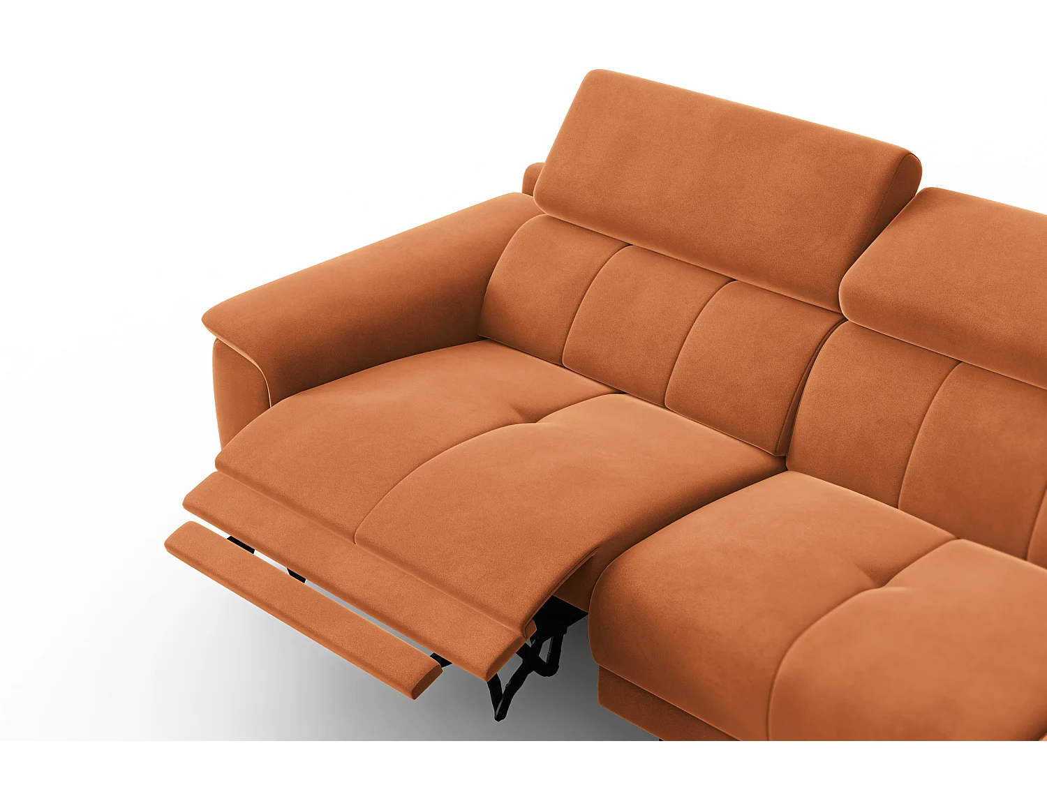CANAPÉ D'ANGLE RELAX FIERO 4 places droit, tissu velours orange