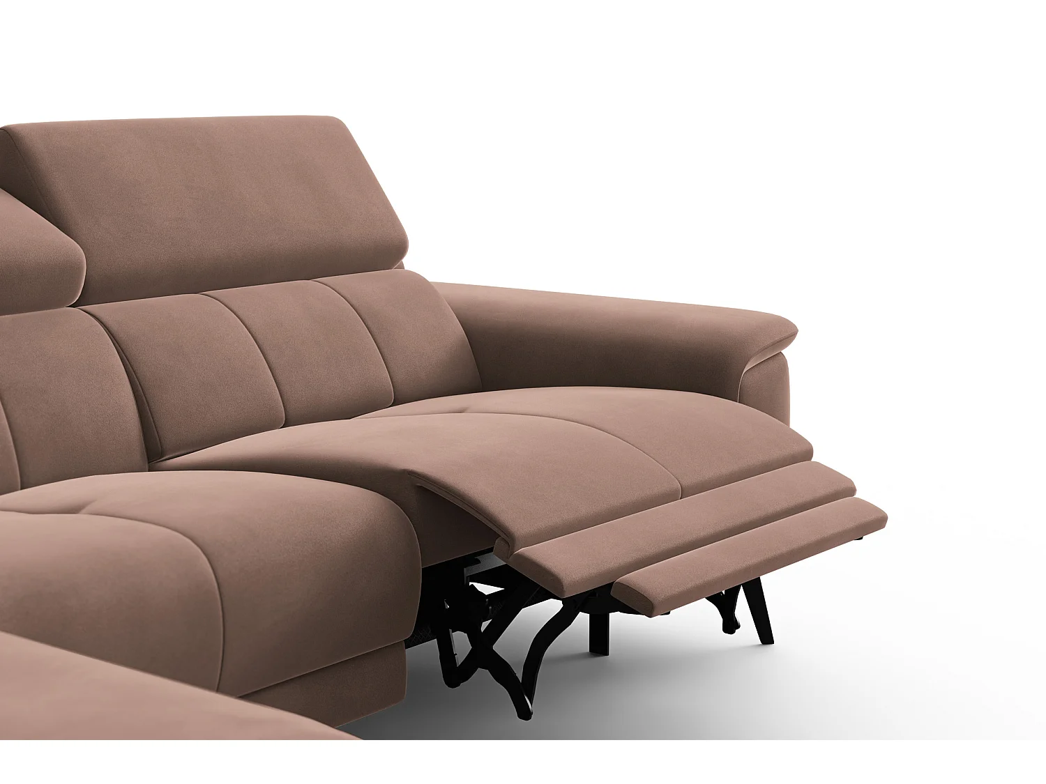 CANAPÉ D'ANGLE RELAX FIERO 4 places gauche, tissu velours marron