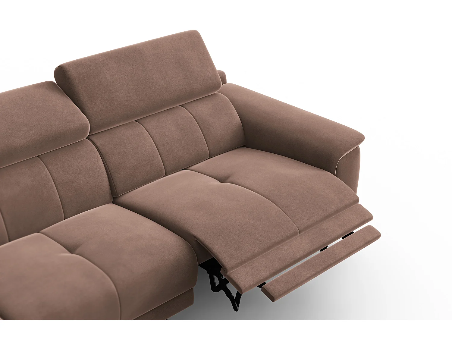 CANAPÉ D'ANGLE RELAX FIERO 4 places gauche, tissu velours marron