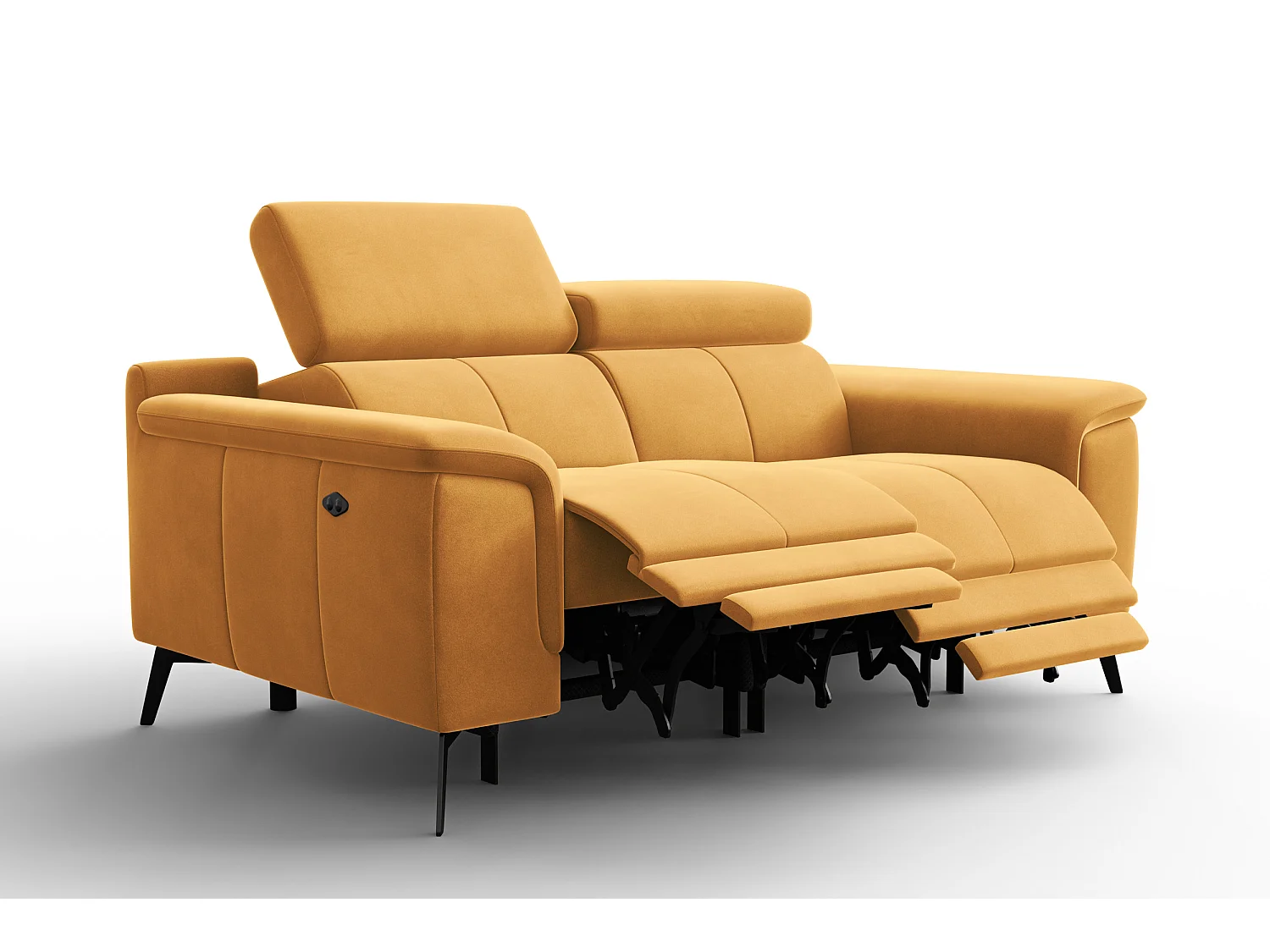 Sofa Relax 2-Sitzer FIERO, Gelber Veloursstoff