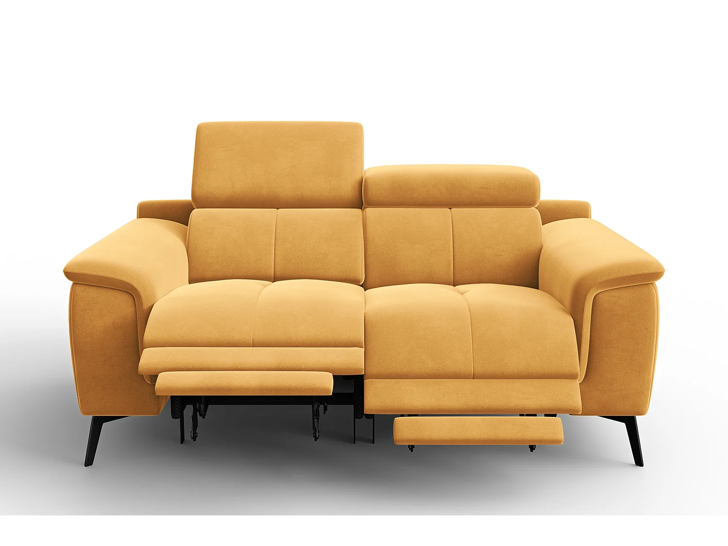 Sofa Relax 2-Sitzer FIERO, Gelber Veloursstoff