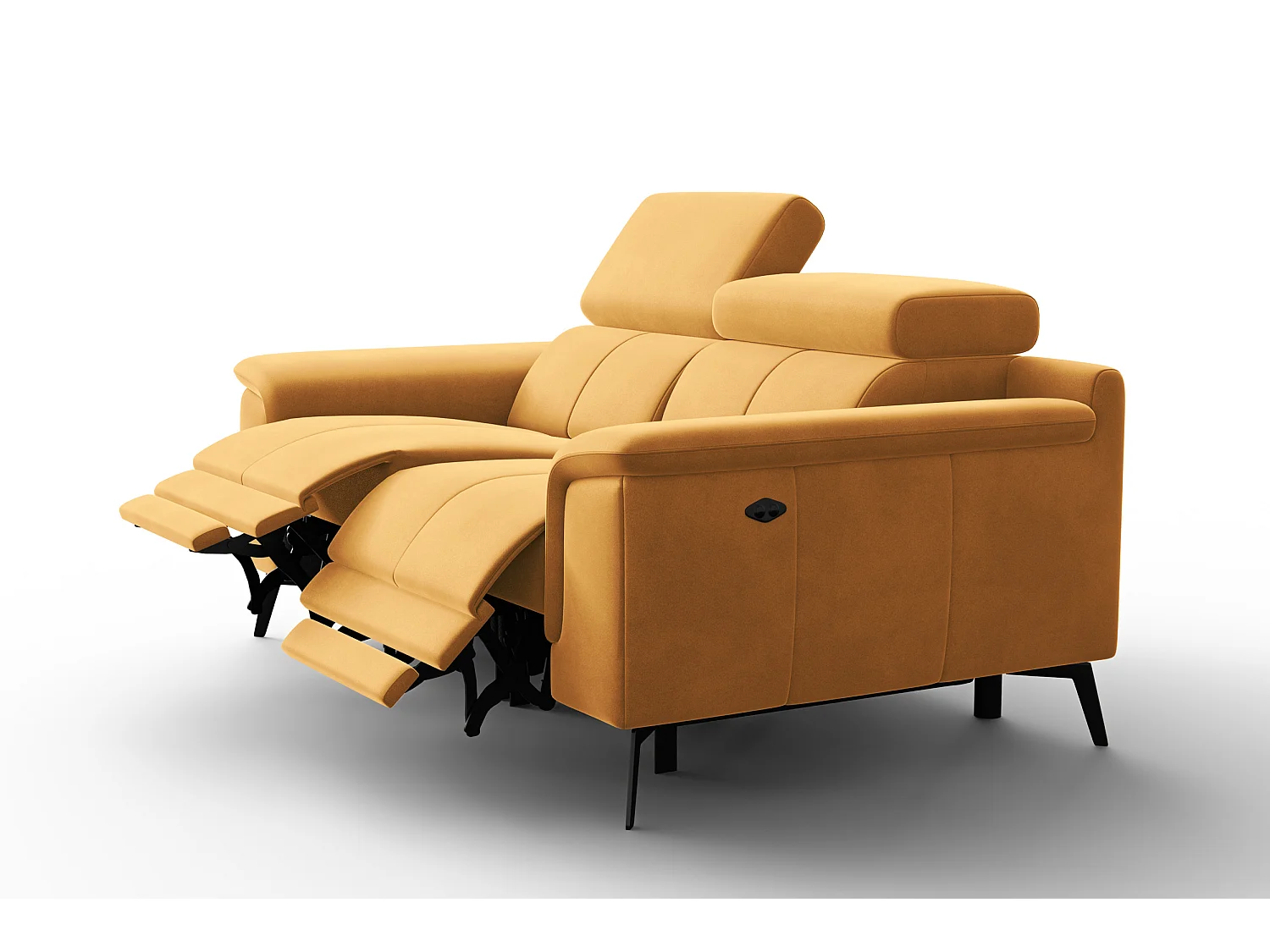 Sofa Relax 2-Sitzer FIERO, Gelber Veloursstoff
