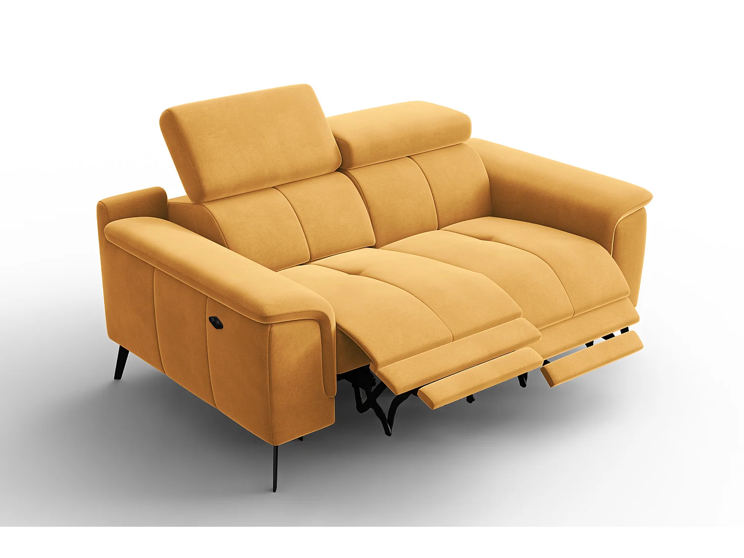 Sofa Relax 2-Sitzer FIERO, Gelber Veloursstoff