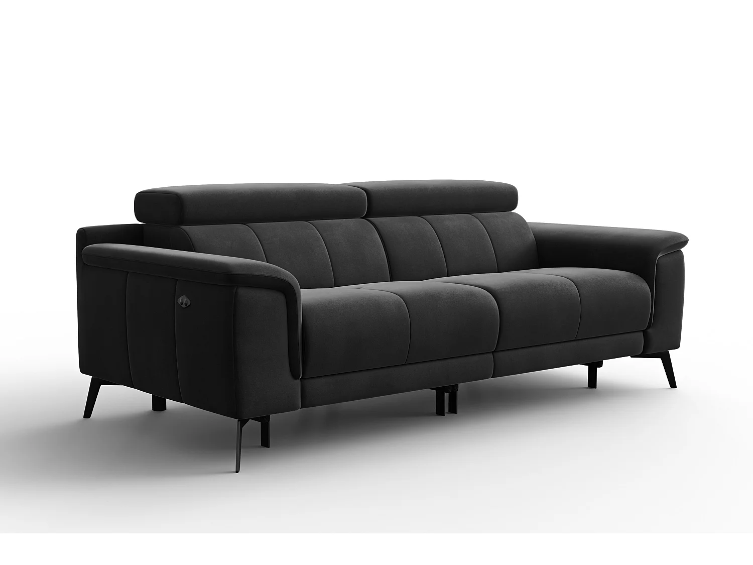 Sofa Relax 3-Sitzer FIERO, Schwarzer Veloursstoff