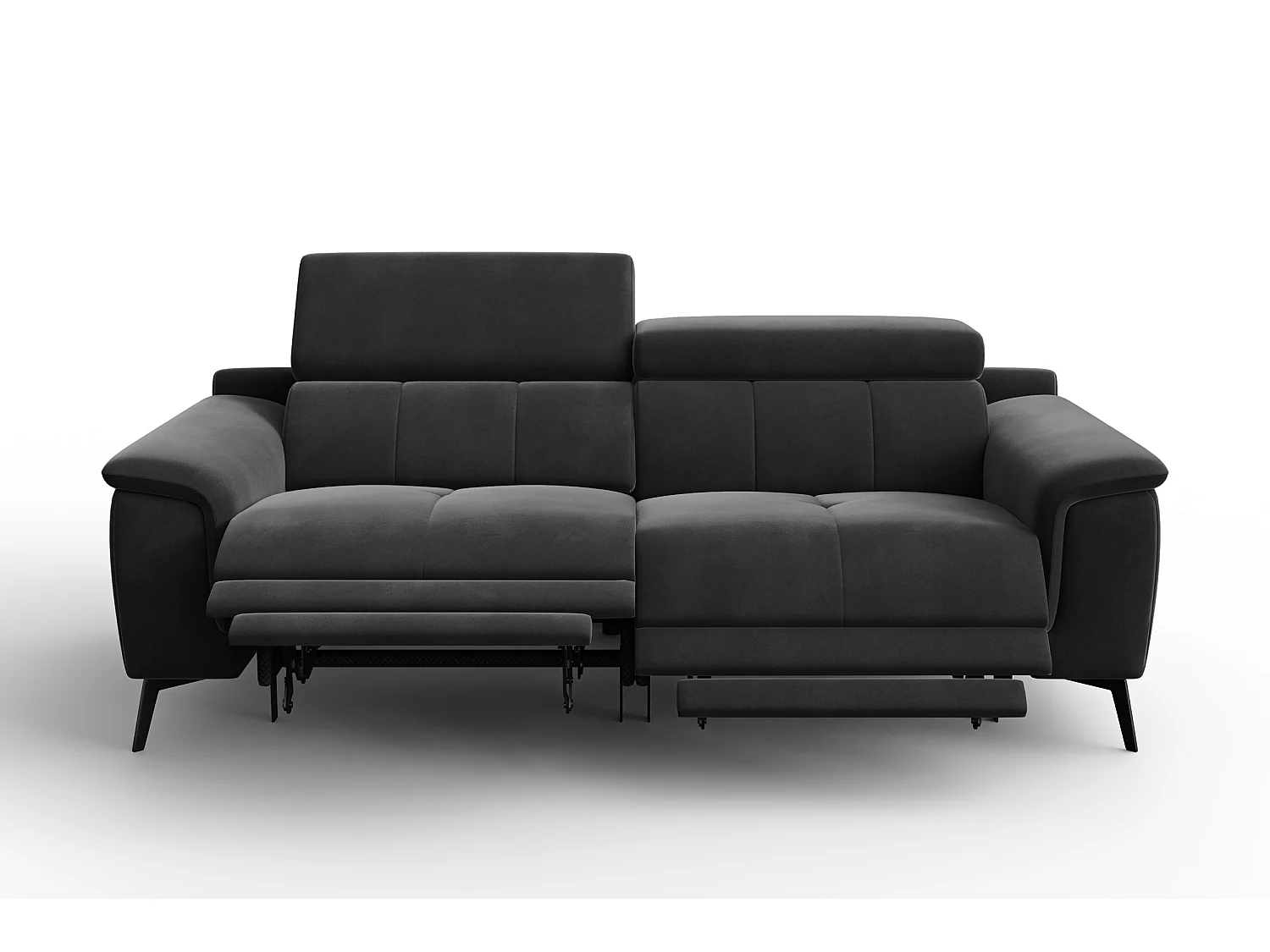 Sofa Relax 3-Sitzer FIERO, Schwarzer Veloursstoff